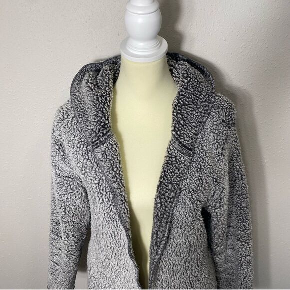 Victoria's Secret PINK Open Front Gray Sherpa Hooded Cardigan Women's Size Small - Picture 15 of 16